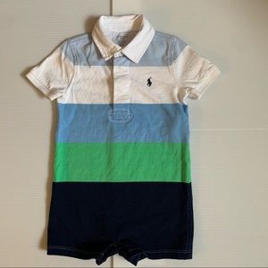 Ralph Lauren Rugby Stripe Romper, Baby 18M